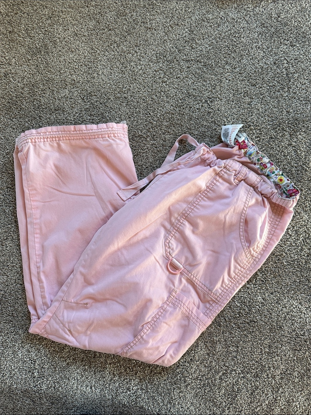 koi Light Pink Drawstring Cargo Scrubs